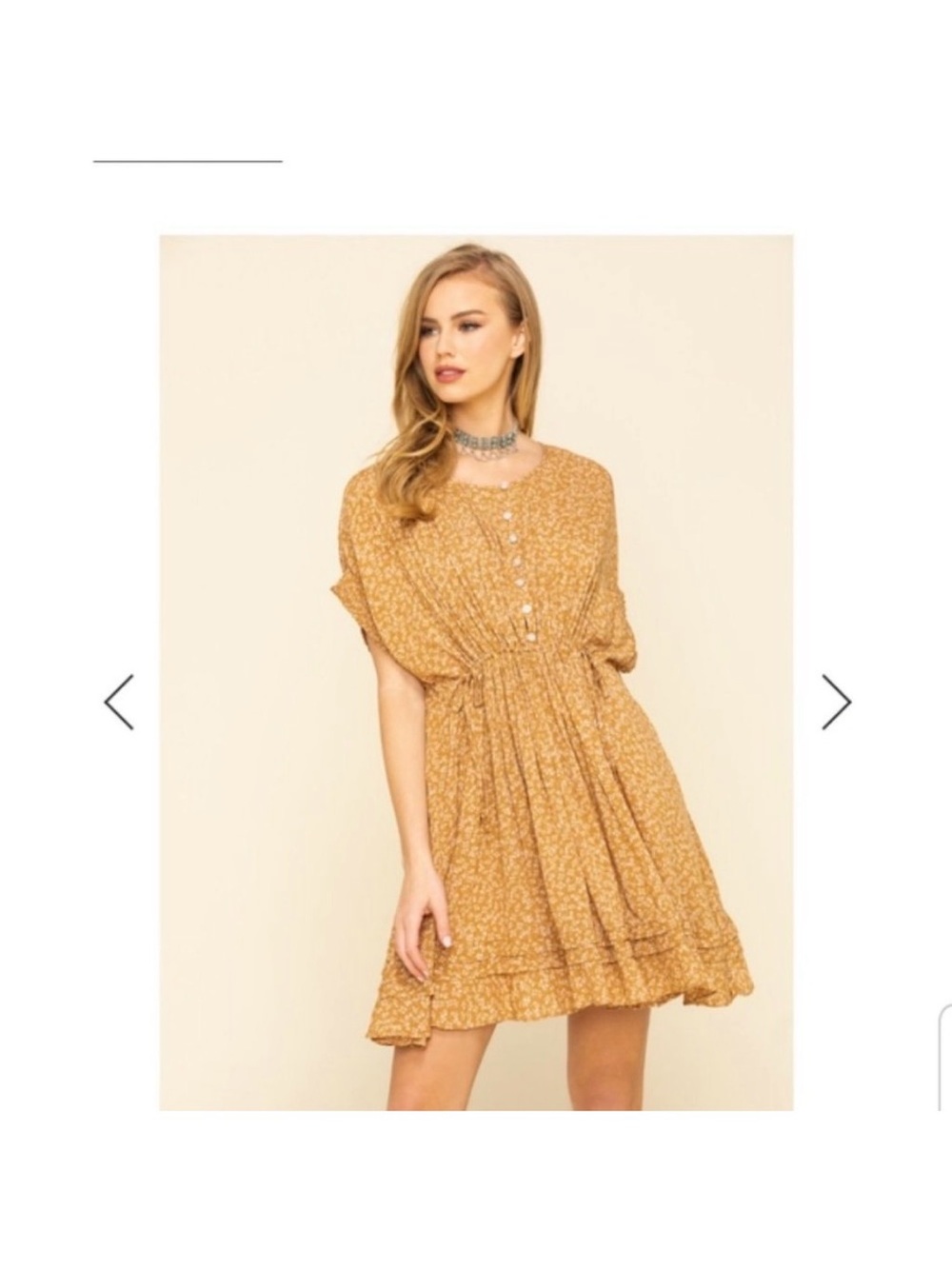 Free people one fine day Floral Button-Front Rust Mini Dress two pocket